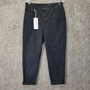 Seven 7 Women's Jean's The Marilyn Relaxed Boyfriend Cuffed Ankle Black Size 4